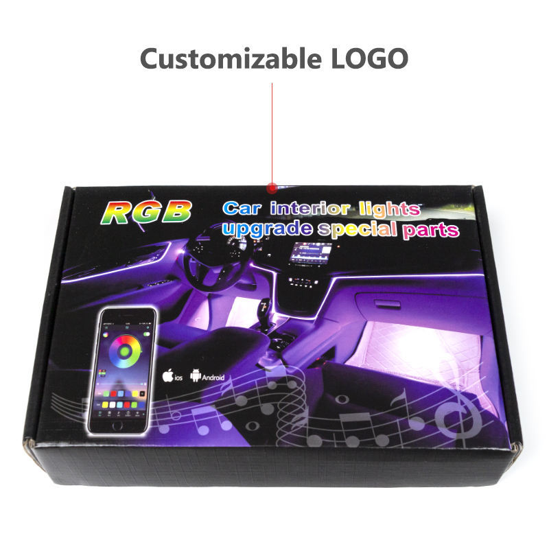 APP Control RGB Car LED Interior Ambient Lights Music Sync Footwell Kit Bluetooth 16 Million Colors