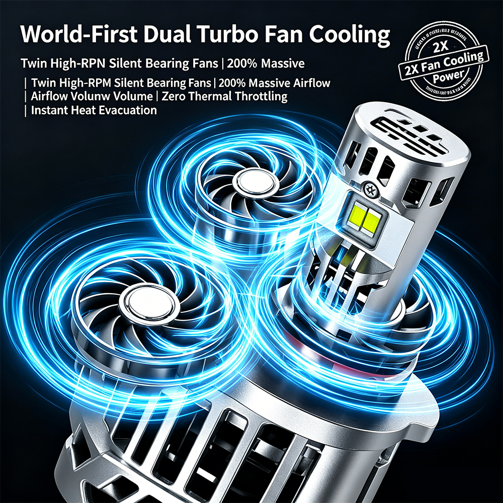 SeaPeak M8S Dual Fan LED Automotive Car Vehicle Headlight Bulbs 10600LM 6500K Conversion Kit