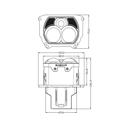 SeaPeak ZS1 3-Inch Bi-LED Projector Lens - High Power 80W 6000K with Ice Blue DRL & Sharp Cutoff
