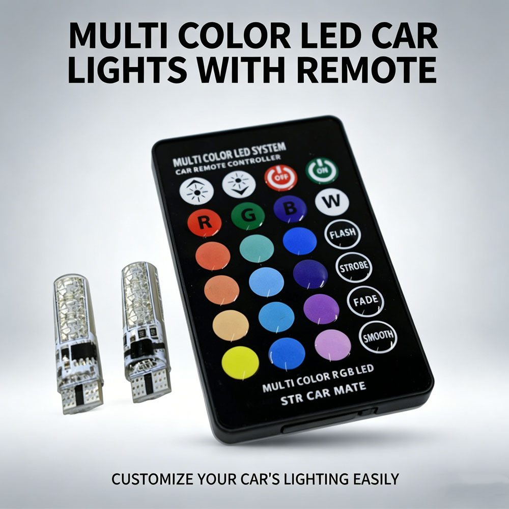 SeaPeak™ Spectrum T10 W5W RGB LED Interior Lights - Multi-Color Atmosphere Bulbs with Remote Control - Universal Fit for Car Reading, Wedge, and Clearance Lights