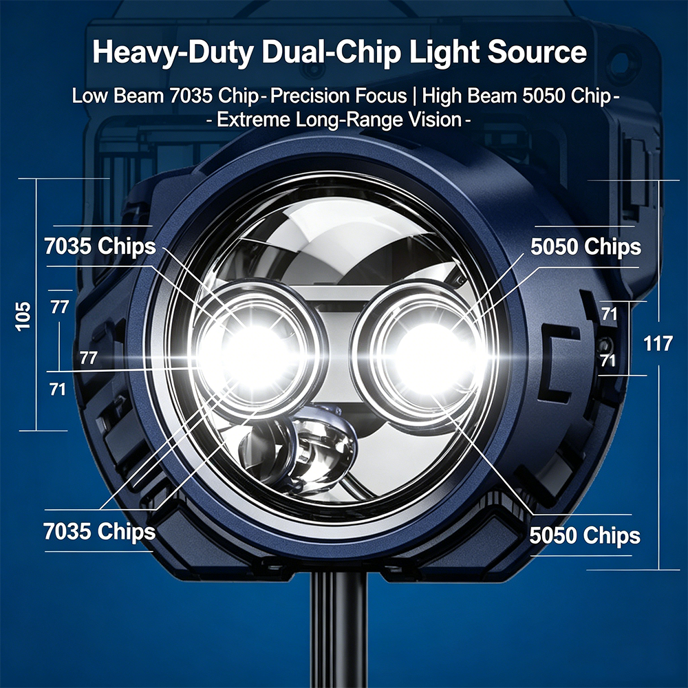 SeaPeak L0860 Bi-LED Projector Lens Headlight Bulbs - 80W High Beam Super Bright Automotive LED Lights, 6063 Aviation Aluminum Dual Chip 7035 5050 Upgrade Kit for 12V 24V Vehicles