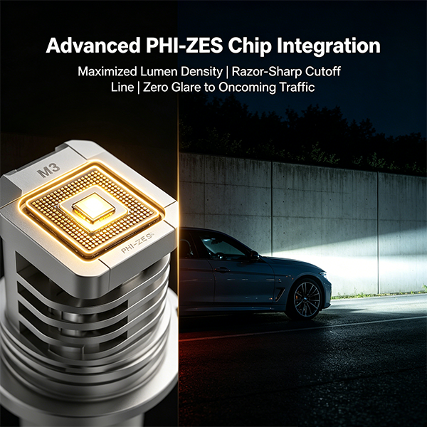 SeaPeak M3 Wireless Automotive LED Light Bulb Upgrade Kit - 25W Premium PHI-ZES Chips, DC 9-36V All-Socket H1 H4 H7 H11 9005 9006 Replacement for 12V 24V Cars & Trucks