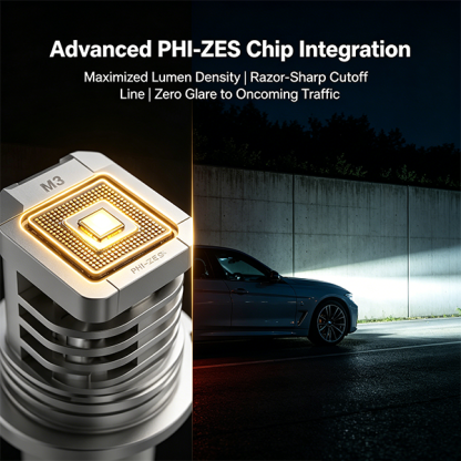 SeaPeak M3 Wireless Automotive LED Light Bulb Upgrade Kit - 25W Premium PHI-ZES Chips, DC 9-36V All-Socket H1 H4 H7 H11 9005 9006 Replacement for 12V 24V Cars & Trucks