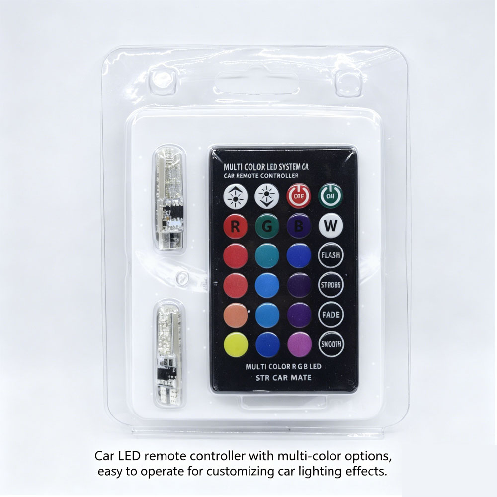 SeaPeak™ Spectrum T10 W5W RGB LED Interior Lights - Multi-Color Atmosphere Bulbs with Remote Control - Universal Fit for Car Reading, Wedge, and Clearance Lights