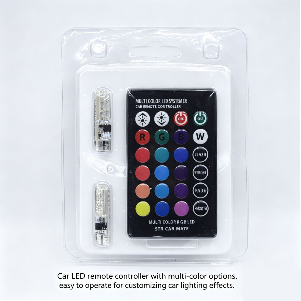 SeaPeak™ Spectrum T10 W5W RGB LED Interior Lights - Multi-Color Atmosphere Bulbs with Remote Control - Universal Fit for Car Reading, Wedge, and Clearance Lights