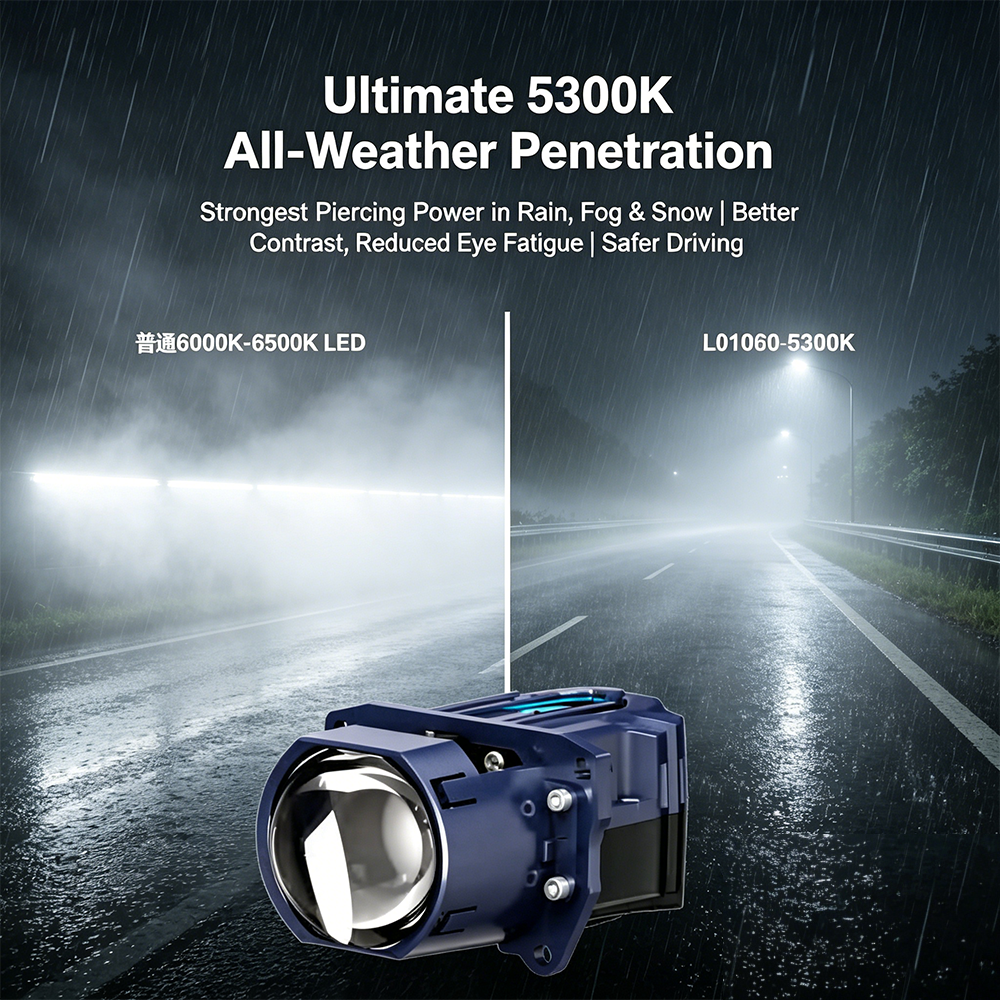 SeaPeak L01060 Bi-LED Projector Lens Headlight Bulbs - 5300K All-Weather Warm White Automotive LED Light Bulb, Dual Chip 7035 5050 4040 Multi-Chip Co-Drive Conversion Kit for 12V 24V Trucks & Cars