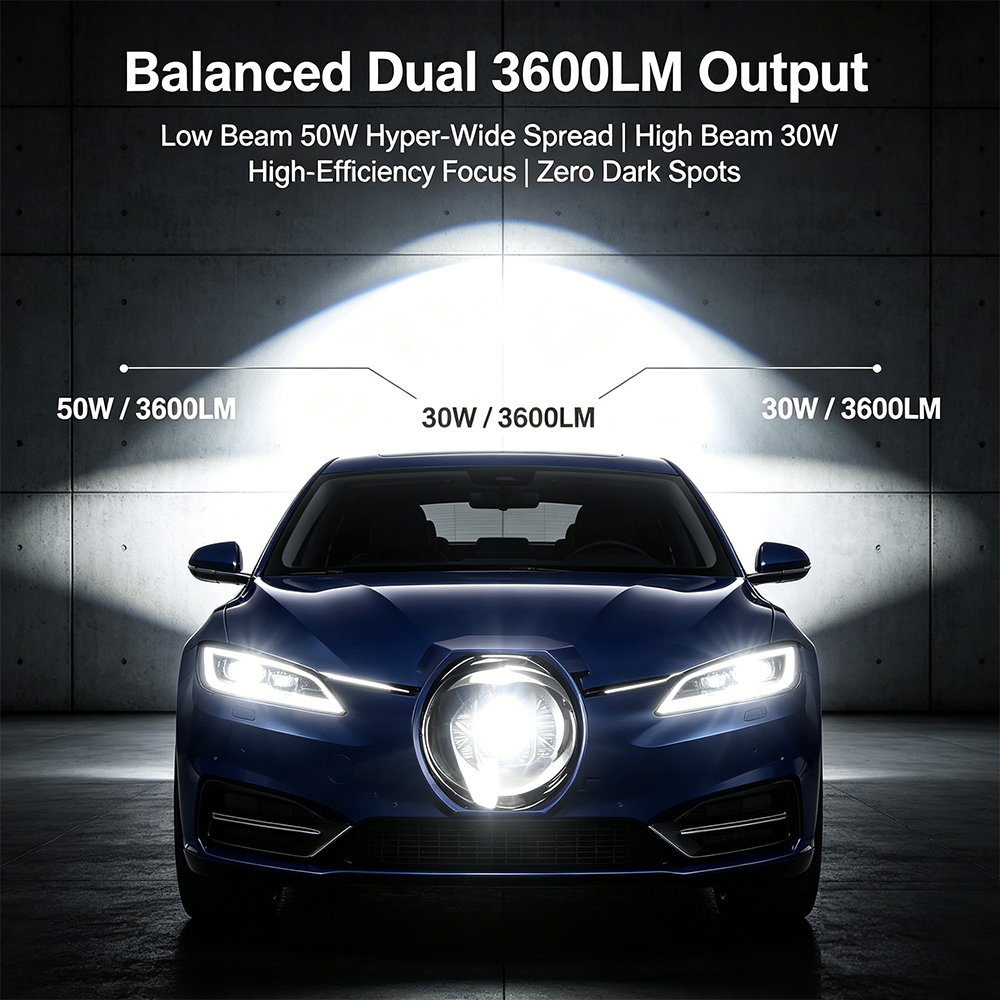 SeaPeak L01060 Bi-LED Projector Lens Headlight Bulbs - 5300K All-Weather Warm White Automotive LED Light Bulb, Dual Chip 7035 5050 4040 Multi-Chip Co-Drive Conversion Kit for 12V 24V Trucks & Cars