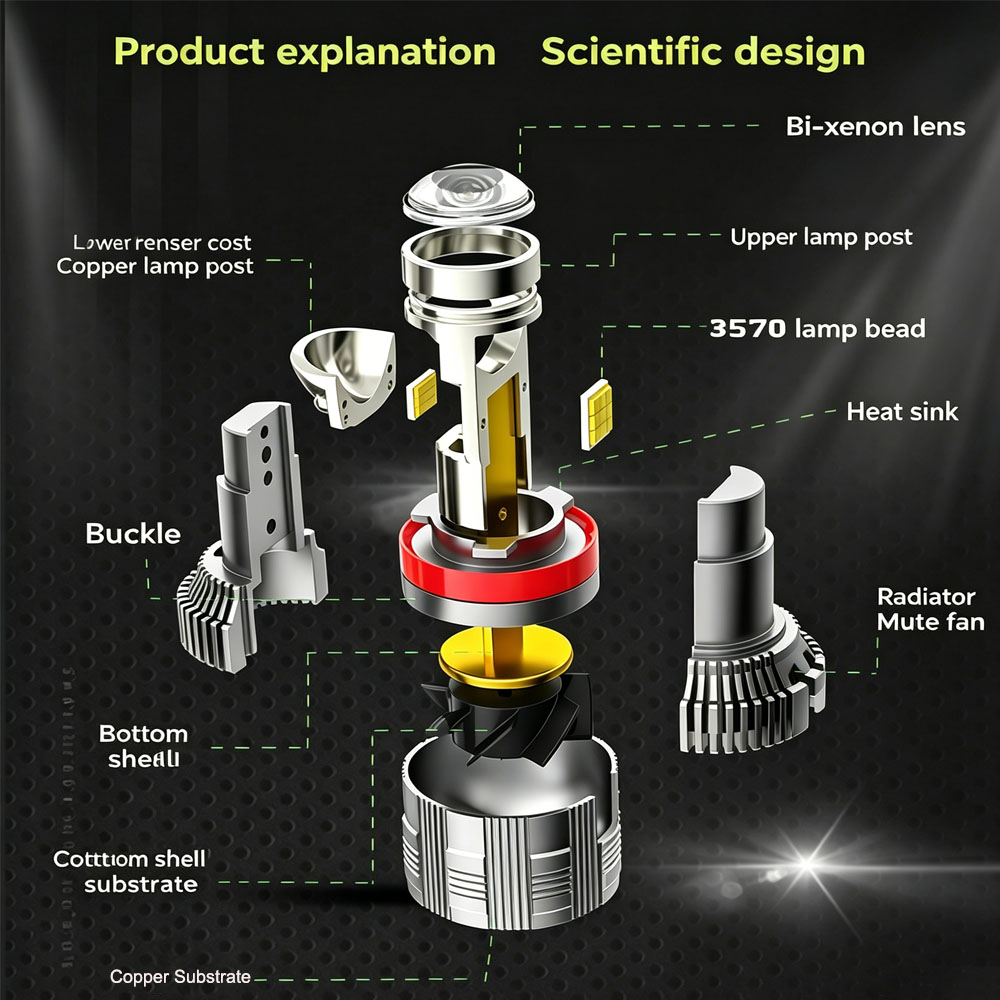 Universal 55W Mini LED Projector Lens Kit | Ultra-Bright Hi/Lo Beam Upgrade | SeaPeak Industry