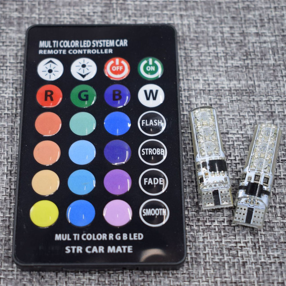 SeaPeak™ Spectrum T10 W5W RGB LED Interior Lights - Multi-Color Atmosphere Bulbs with Remote Control - Universal Fit for Car Reading, Wedge, and Clearance Lights