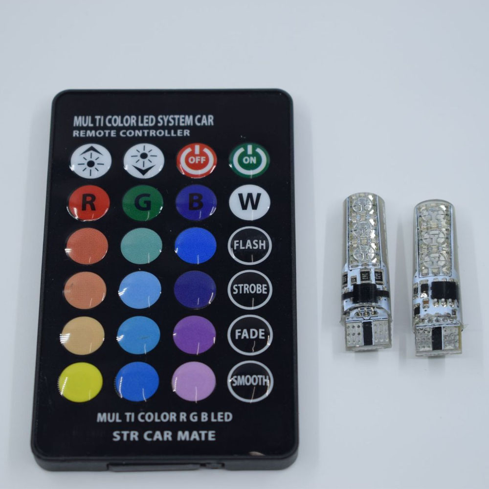 SeaPeak™ Spectrum T10 W5W RGB LED Interior Lights - Multi-Color Atmosphere Bulbs with Remote Control - Universal Fit for Car Reading, Wedge, and Clearance Lights