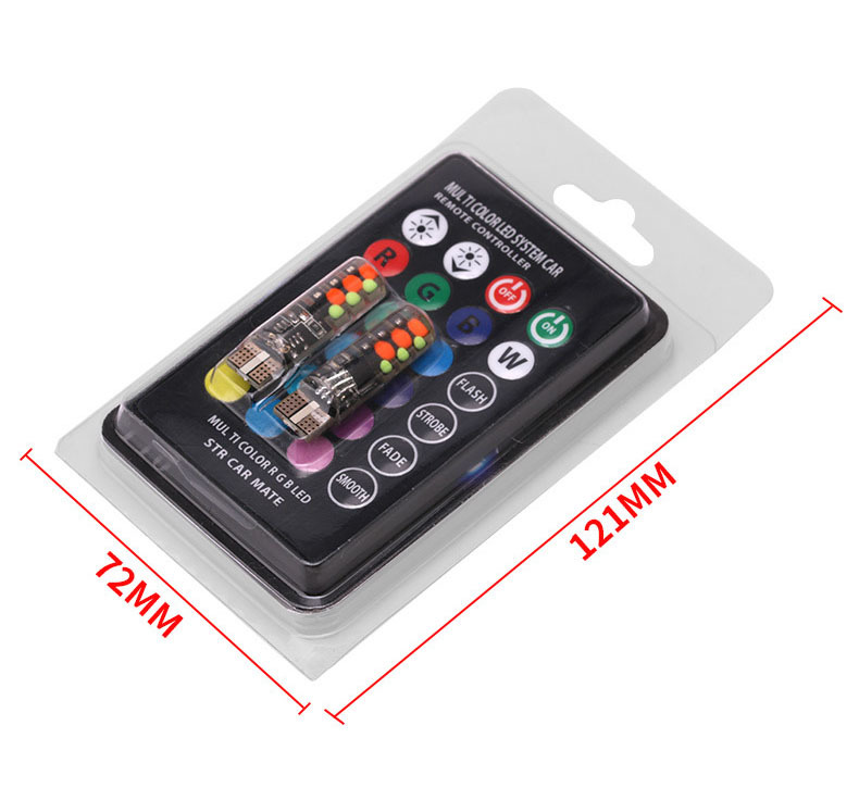 Universal RGB T10 LED Bulb Kit with Remote | 16-Color W5W 194 168 Interior & Parking Lights | SeaPeak Industry