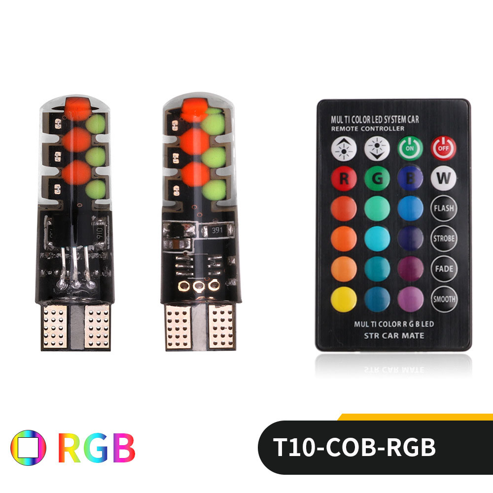 Universal RGB T10 LED Bulb Kit with Remote | 16-Color W5W 194 168 Interior & Parking Lights | SeaPeak Industry