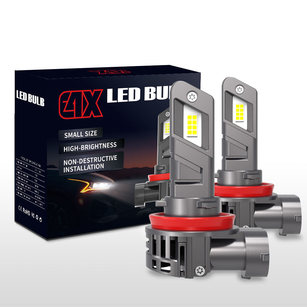 E4X 1:1 Halogen Size LED Headlight Bulb 26W 5600LM | 7535 High-Density Chip | 6500K White | Universal H1 H7 H11 H15 9005 9006 9012 (2-Pack)
