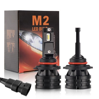 M2 LED Headlight Bulb 27W 4200LM | Internal Driver Design | 360° Adjustable Chuck | High Speed Ball Fan Cooling | 6500K White | Aviation Aluminum 6063 | Plug & Play (2-Pack)