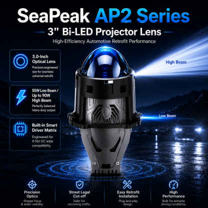 SeaPeak AP2 Series 3" Bi-LED Projector Lens Headlight Upgrade Kit