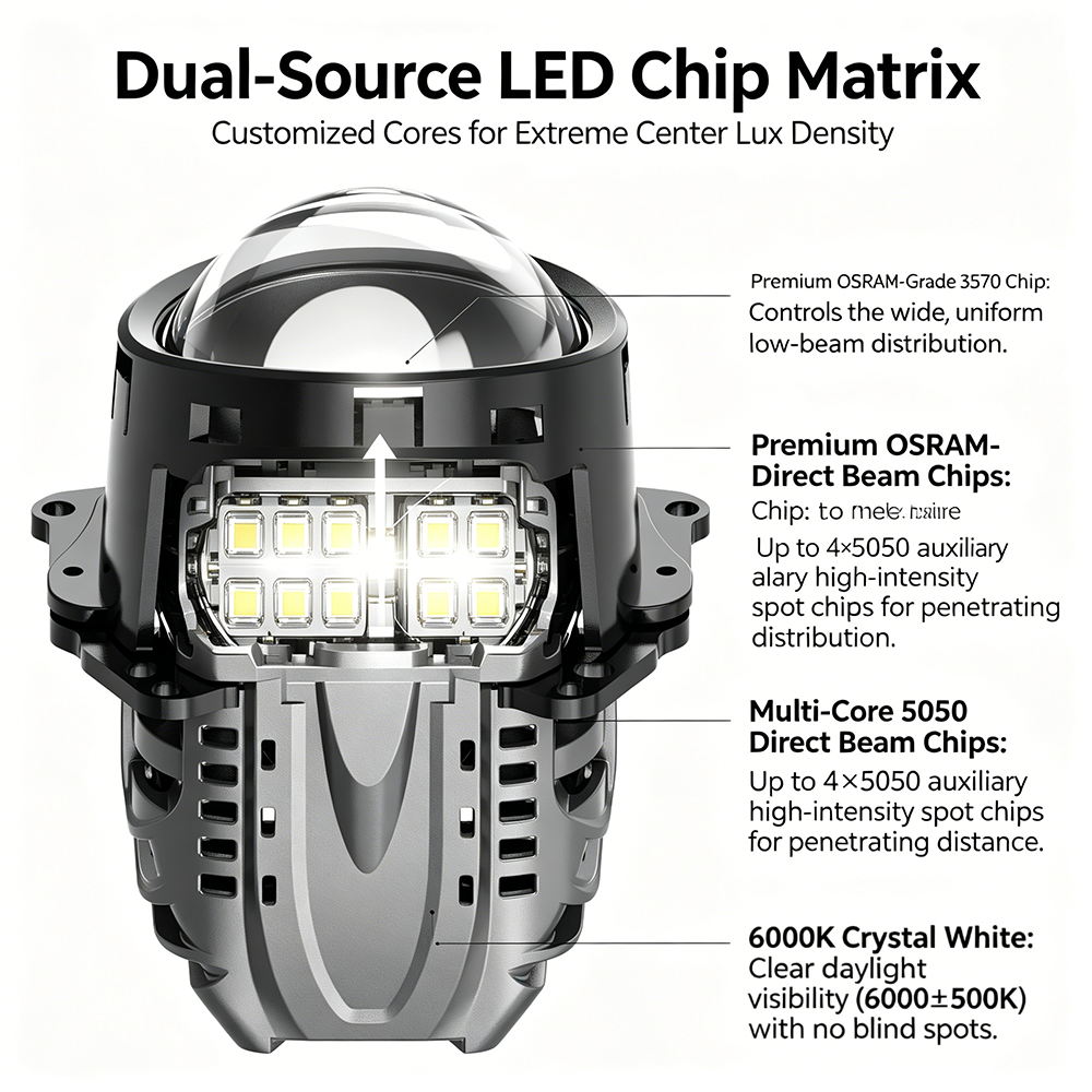 SeaPeak 3" Bi-LED Projector Lens Headlight Retrofit Kit AP1 AP2 ZS1 Series