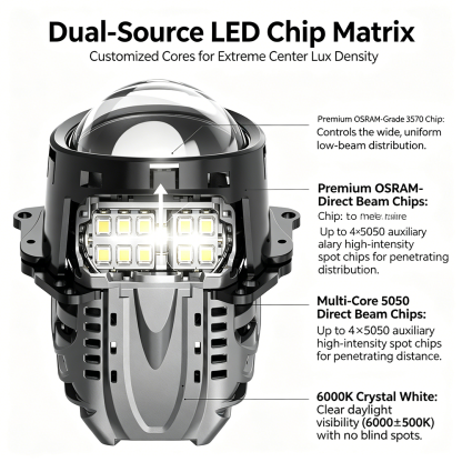 SeaPeak 3" Bi-LED Projector Lens Headlight Retrofit Kit AP1 AP2 ZS1 Series