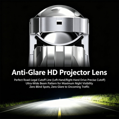 SeaPeak T08 Mini LED Projector Headlight Bulbs | H4 H7 H8 6500K Direct-Fit