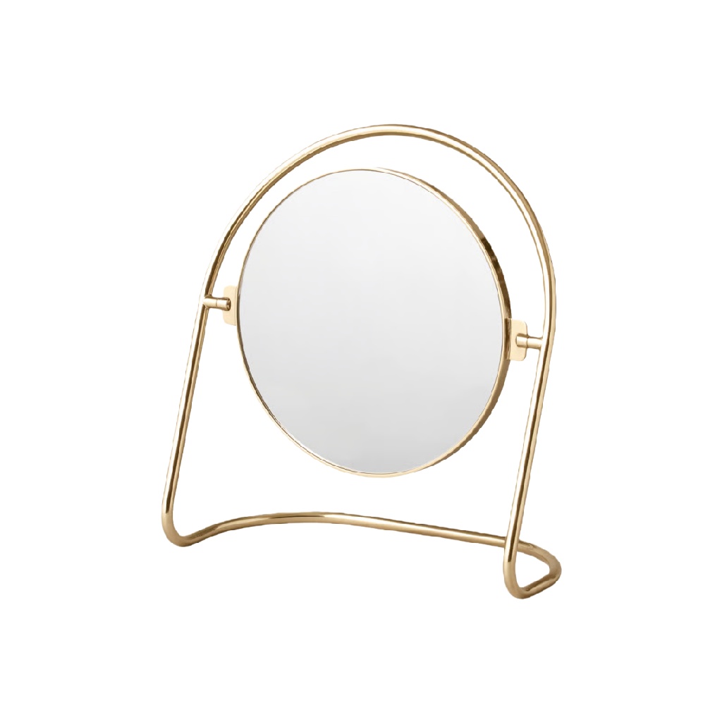 Gold Round Tabletop Vanity Mirror with Metal Stand-kathyhill.shop