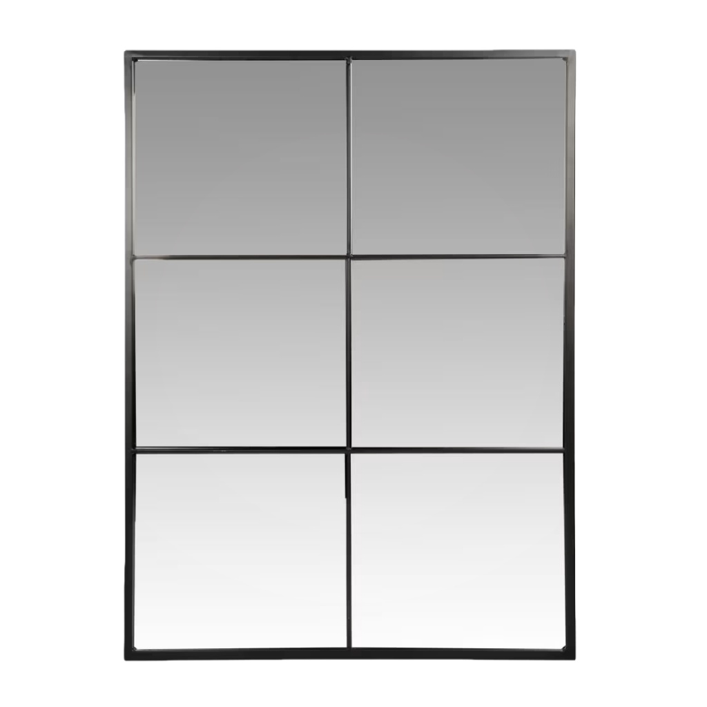Miroir à 6 Carrés avec Cadre Noir-caraburton.shop