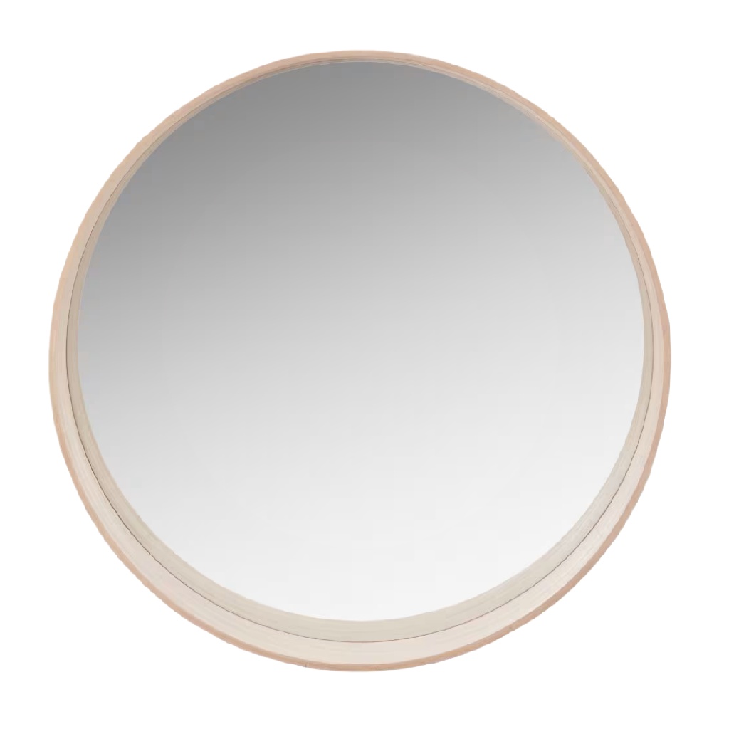 Miroir Rond avec Cadre en Bois Naturel-caraburton.shop