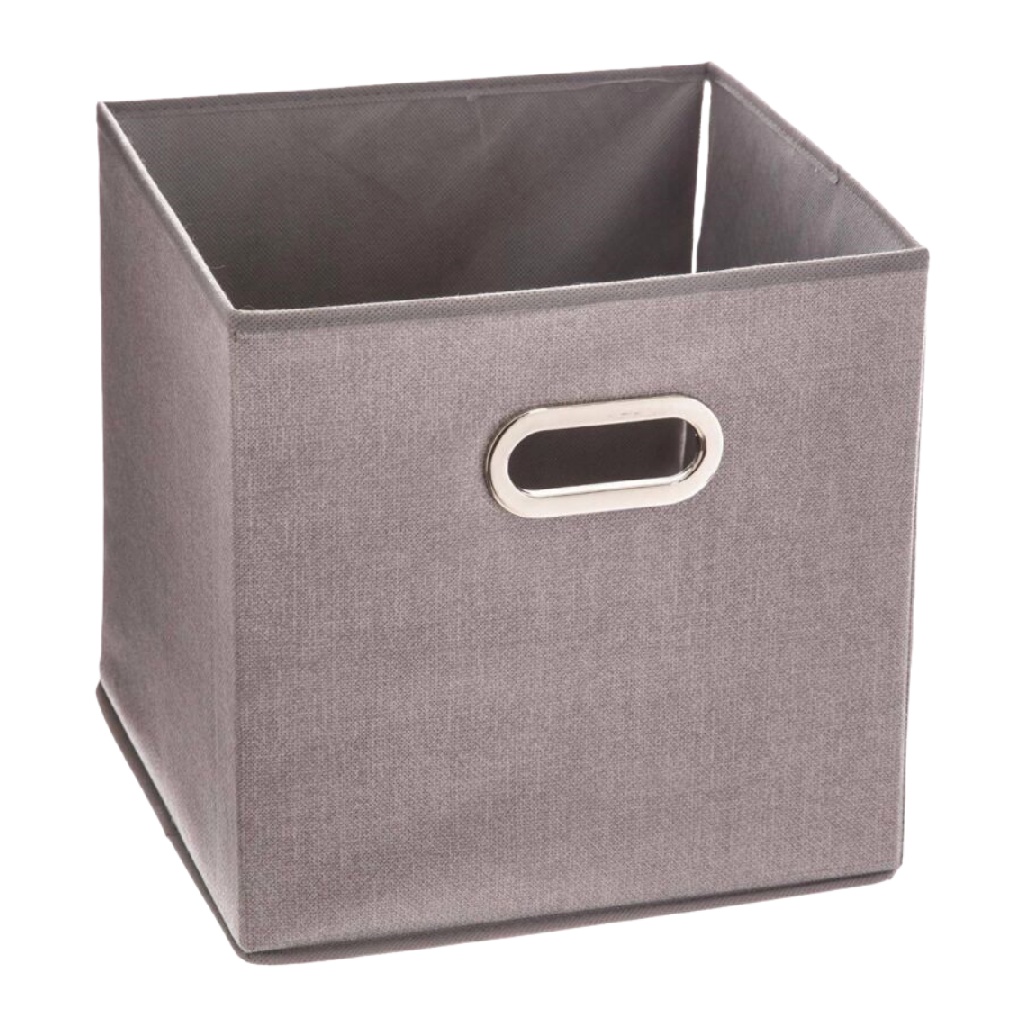 Boîte de rangement en tissu gris avec poignée-caraburton.shop