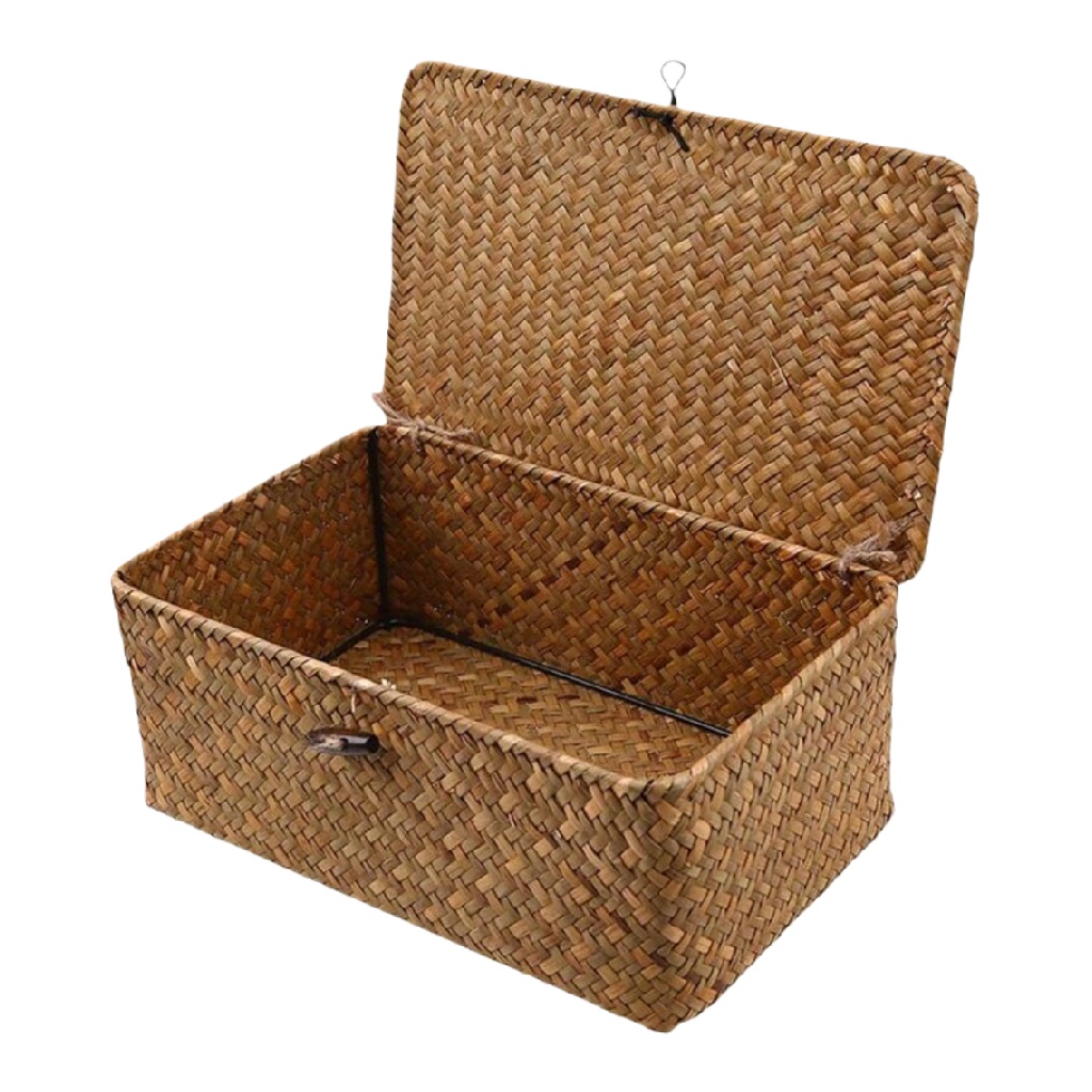Panier de rangement en osier avec couvercle-caraburton.shop