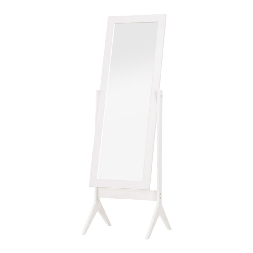 Miroir sur pied blanc réglable avec cadre rectangulaire-caraburton.shop
