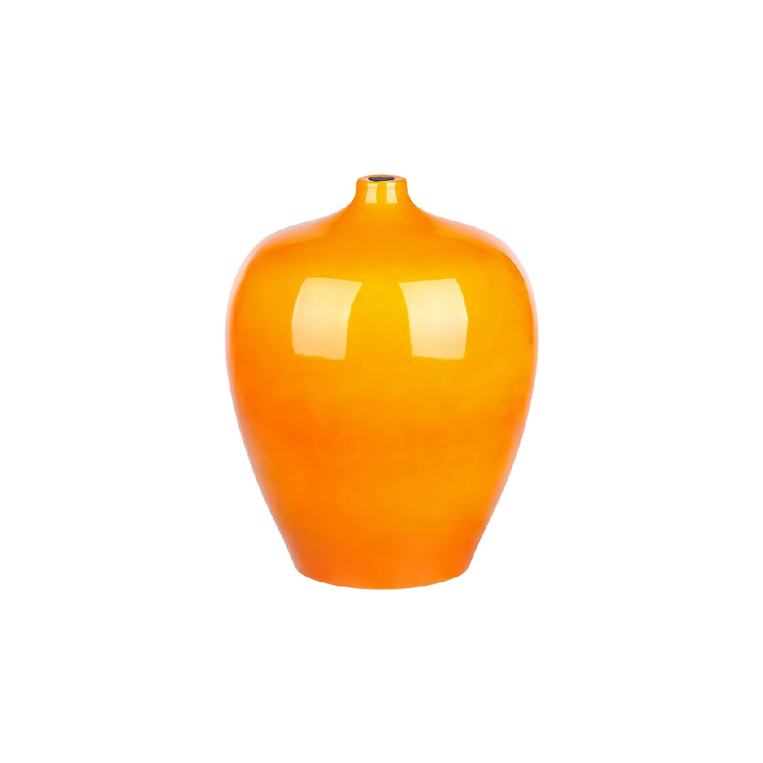 Glossy Vibrant Orange Ceramic Ginger Jar Vase - 11 inch Modern Tabletop Decorative Urn-danhkristen.shop