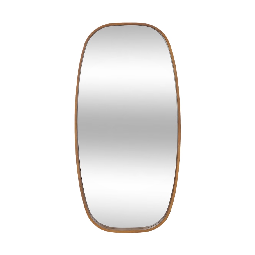 Organic Oval Wooden Wall Mirror, Irregular Shape-jessehenry.shop