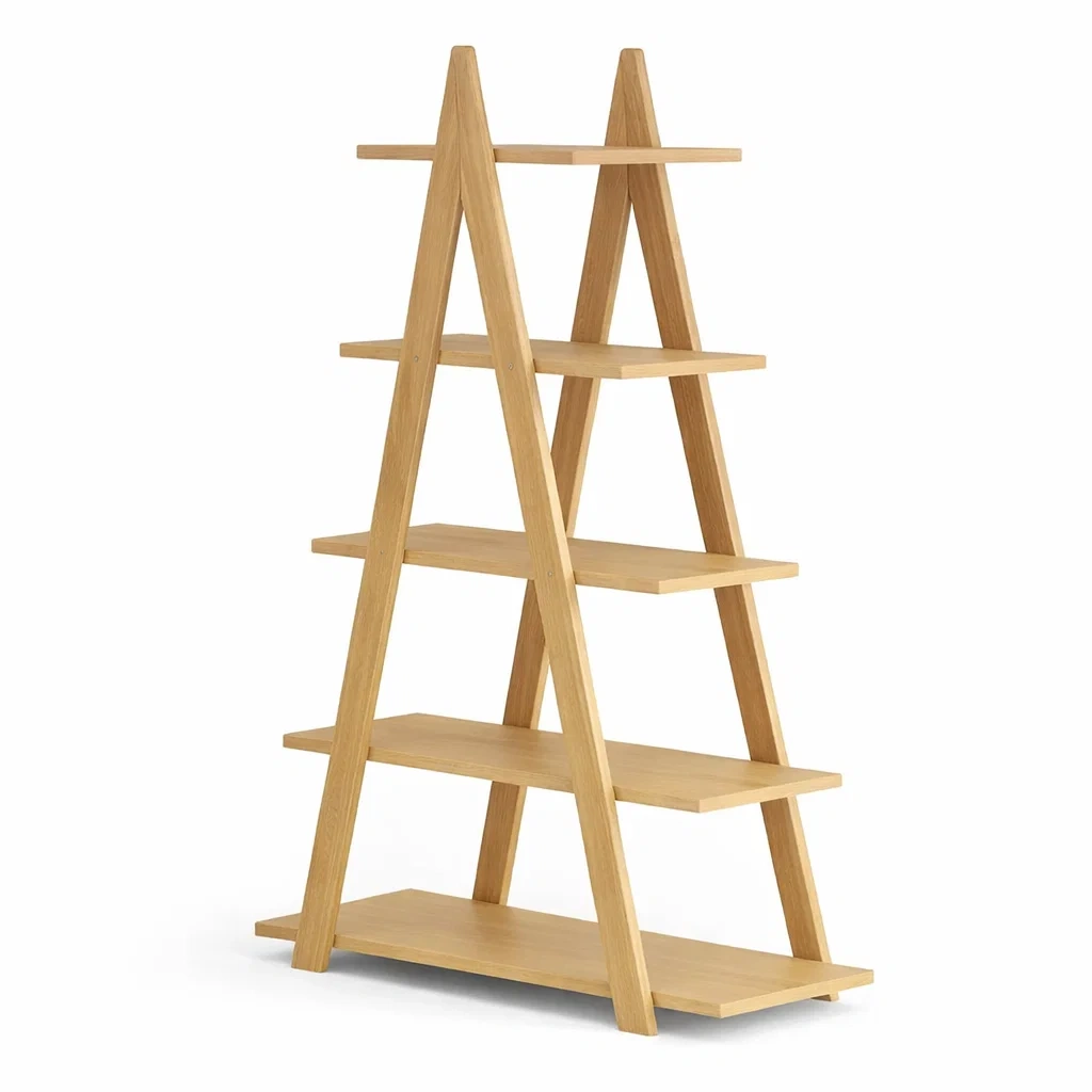 A-Frame Wooden Ladder Shelf Unit with Open Display Shelves-casanovafurn