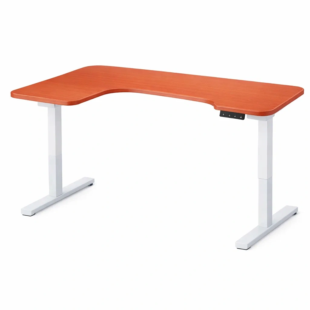 Electric Height Adjustable L-Shaped Desk with Wood Effect Top-casanovafurn