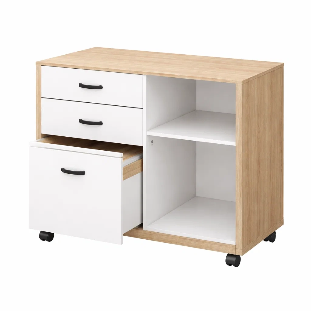Mobile Storage Cabinet with Drawers and Open Shelves-casanovafurn