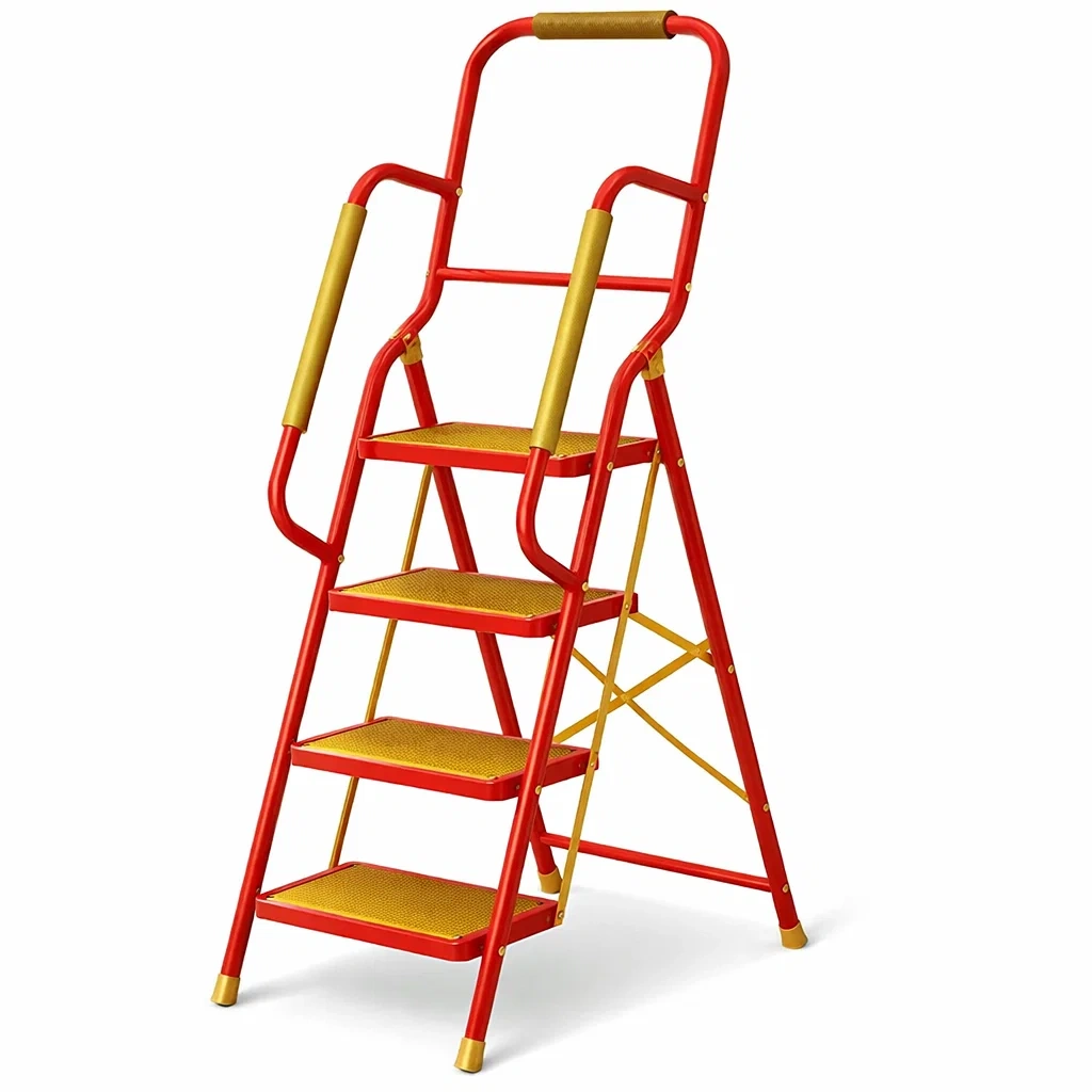 Foldable Four Step Ladder with Handrail-casanovafurn