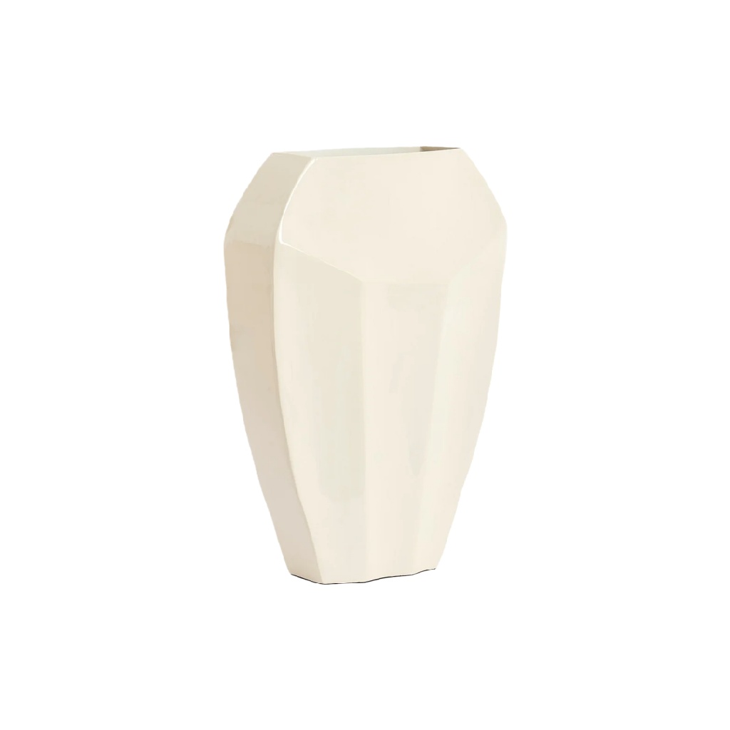 Moderne Gebroken Witte Keramieken Vaas - Geometrisch Sculpturaal Design-nancycarper.shop