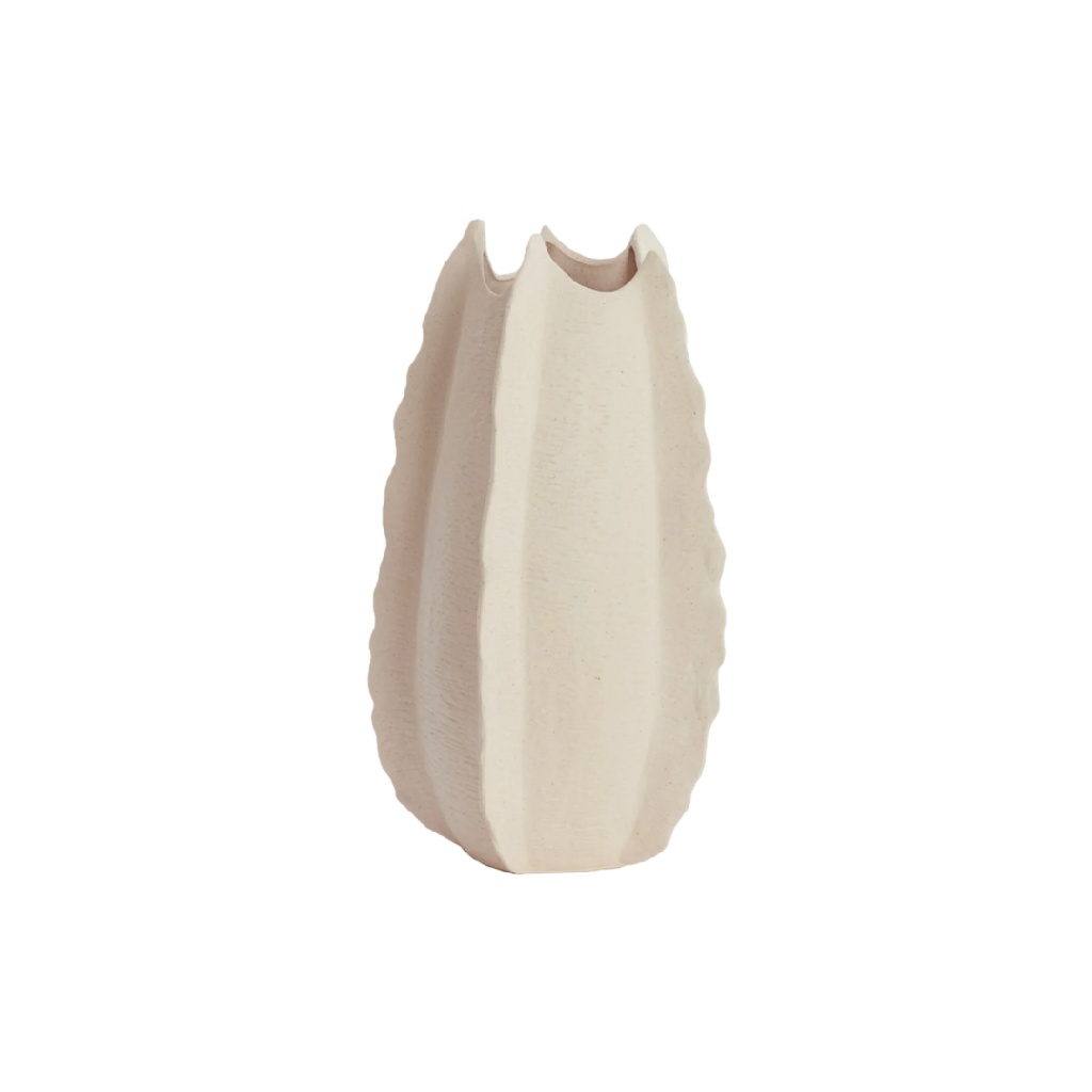 Beige Keramieken Vaas "Cactus" - Organisch Design met Textuur-nancycarper.shop