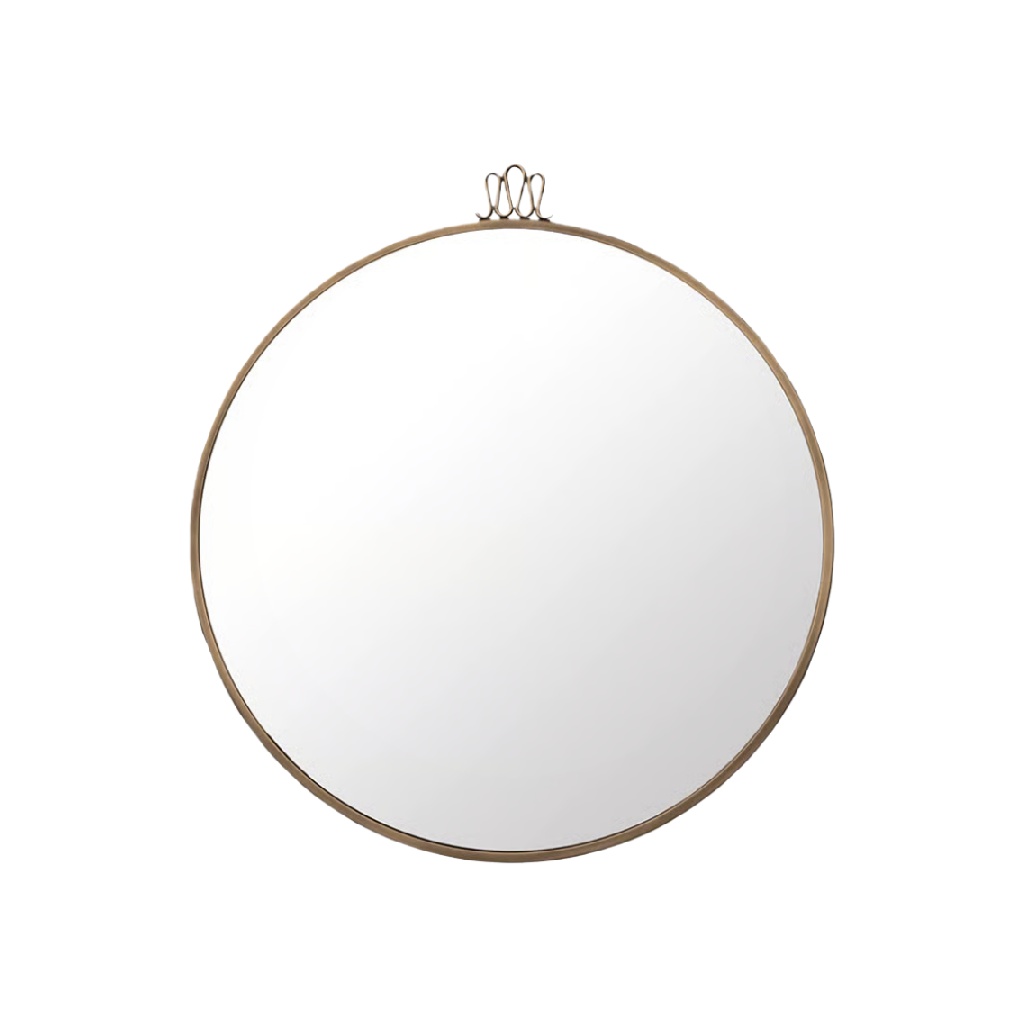 Espejo redondo de pared con marco metálico fino y colgador decorativo (18 in)-luisweston.shop