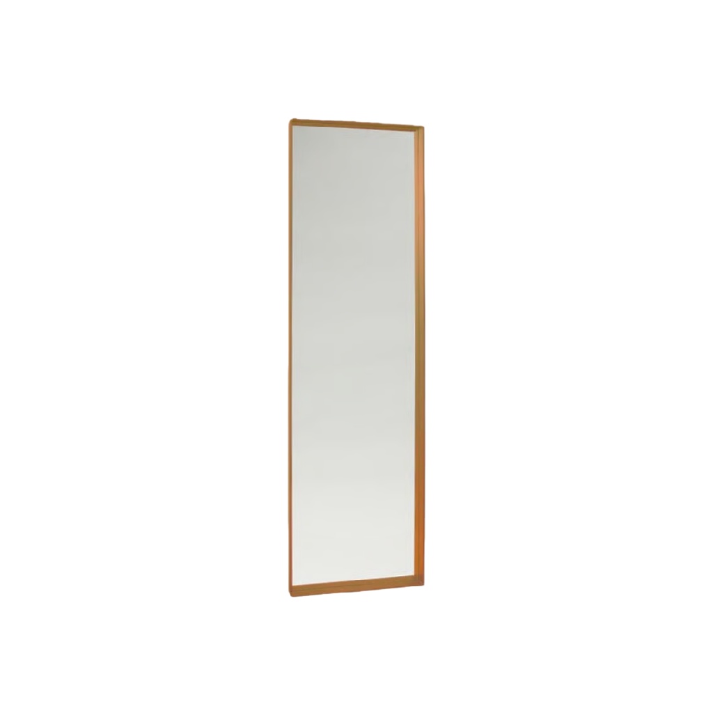 Espejo rectangular vertical de pared con marco de madera natural (63 × 18 in)-luisweston.shop
