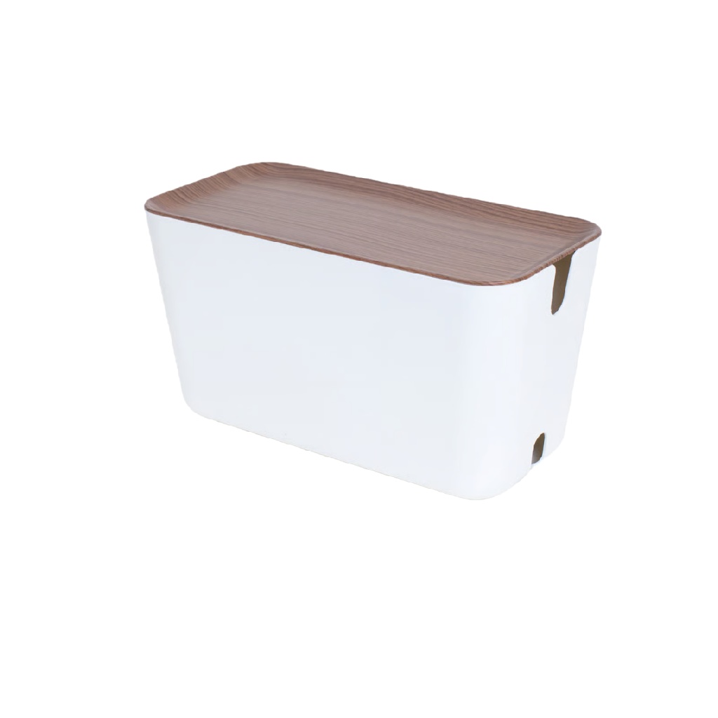Caja organizadora rectangular con tapa efecto madera (16 × 10 in)-luisweston.shop