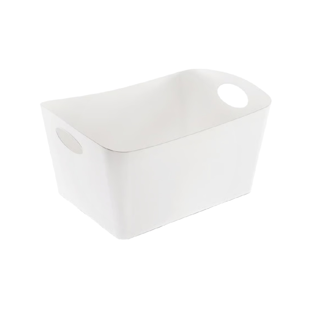 Caja organizadora rectangular blanca con asas integradas (14 × 9 in)-luisweston.shop