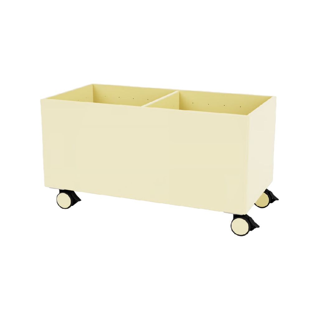 Caja organizadora rectangular con ruedas y divisor interior, color crema-luisweston.shop