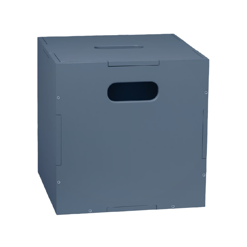 Caja de almacenamiento plegable con asas integradas, color azul grisáceo-luisweston.shop