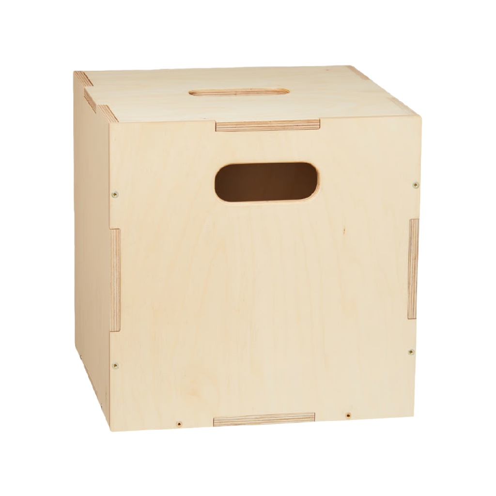 Caja de almacenamiento plegable de madera con asas integradas, color natural-luisweston.shop
