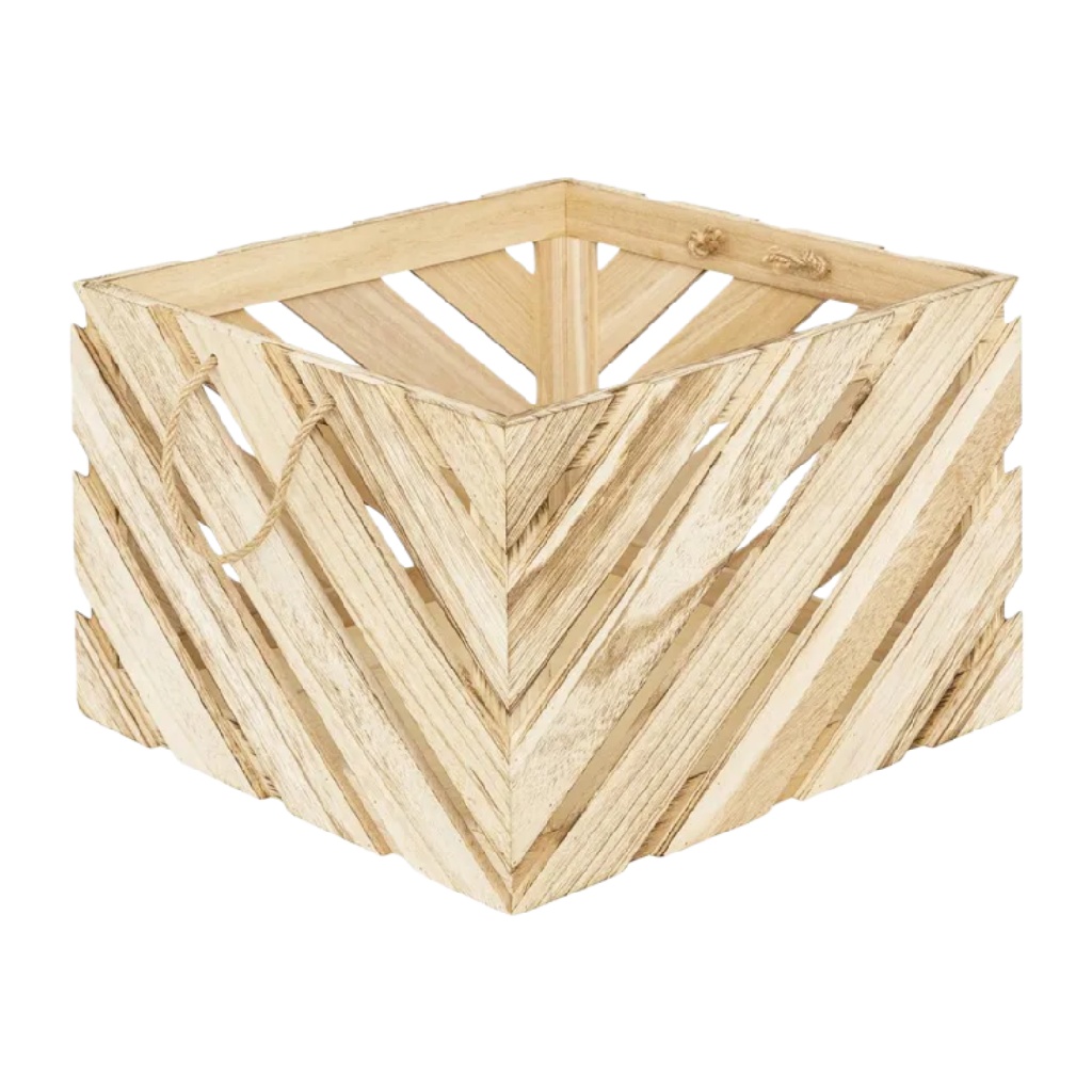 Houten Opbergkrat met Visgraat Lattenstructuur-nancycarper.shop