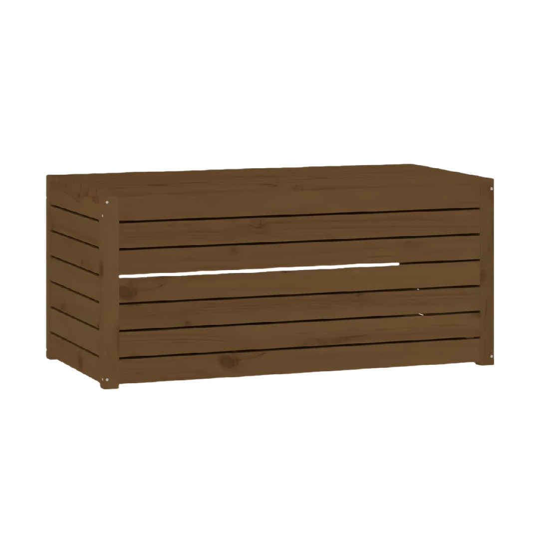 Large Dark Brown Wooden Slatted Storage Trunk-izhardware.com