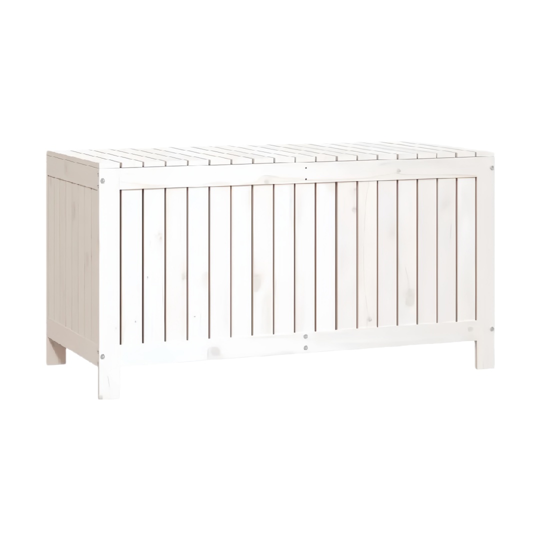 Modern White Solid Wood Slatted Storage Bench with Lid-izhardware.com
