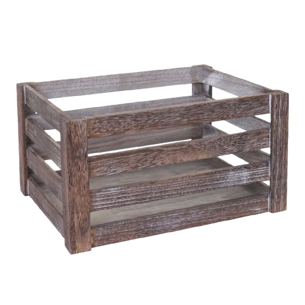 Rustiek Grijze Houten Opbergkrat met Lattenstructuur-nancycarper.shop