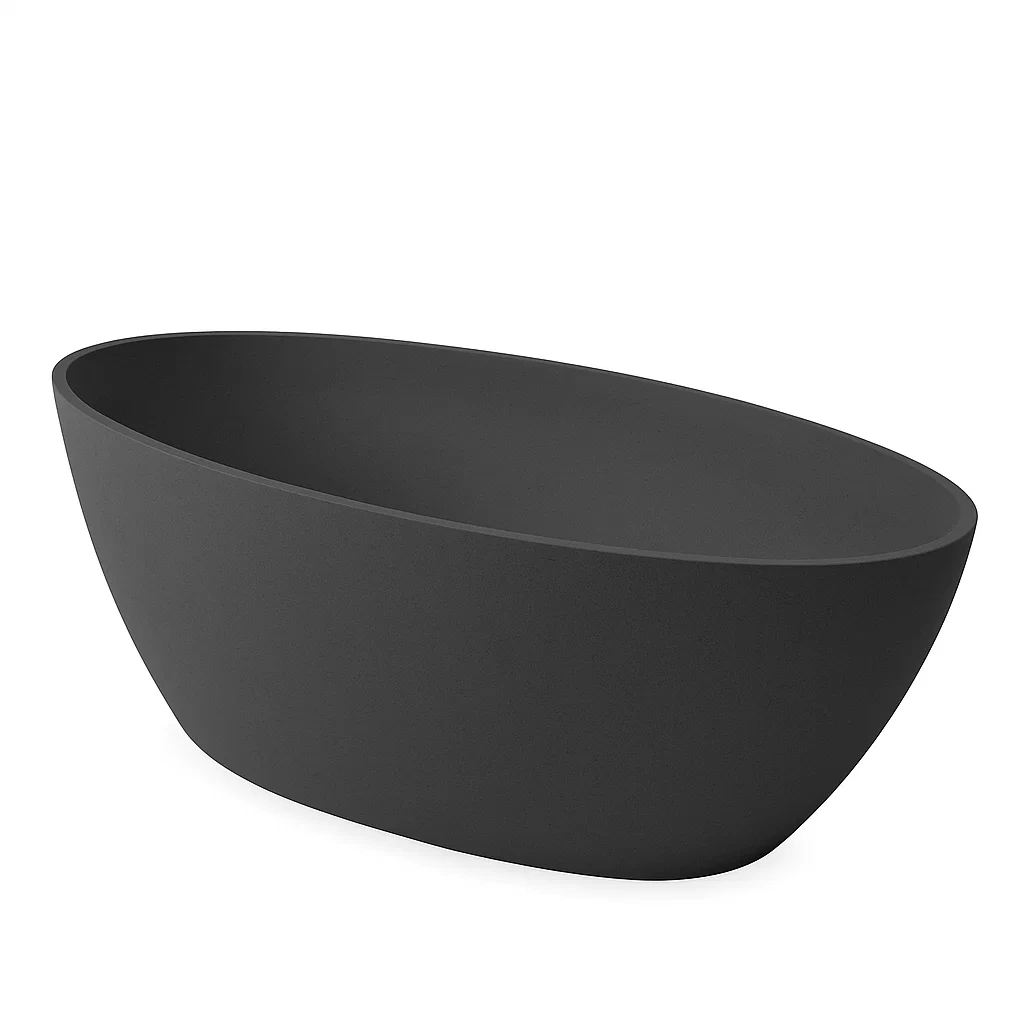 Baignoire autoportante ovale en acrylique noir mat 170x80x60 cm-seataura