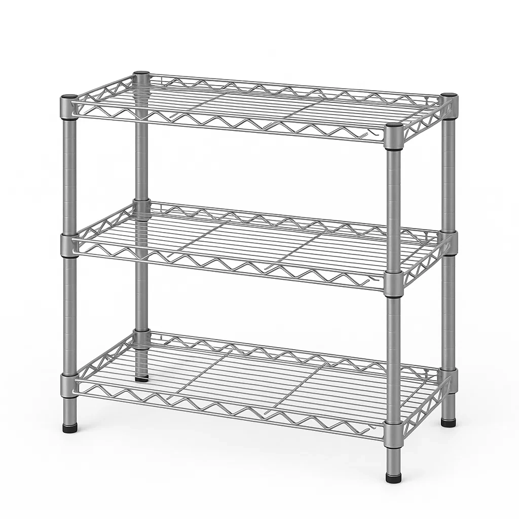 Étagère de rangement en acier 3 niveaux argent 60x30x60 cm-seataura