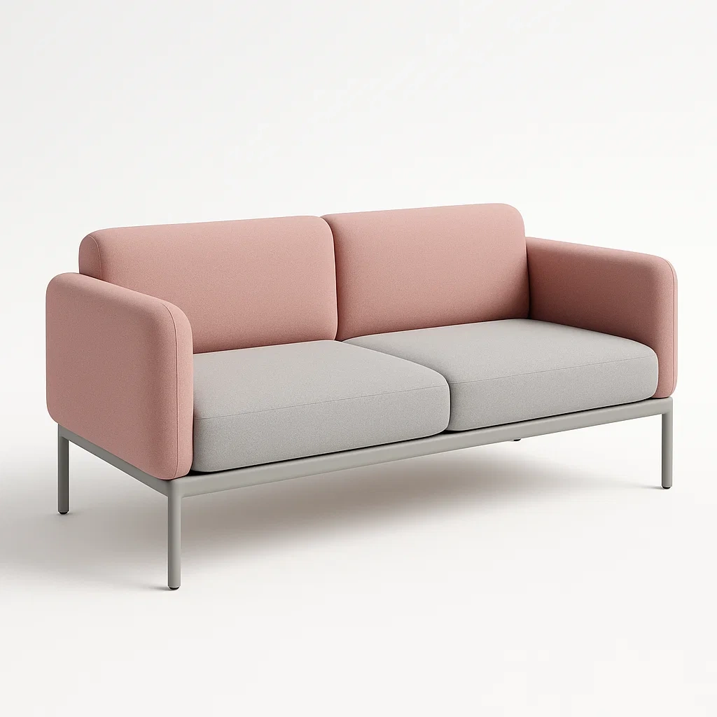 Canapé d'intérieur 2 places tissu rose/gris structure métal-seataura